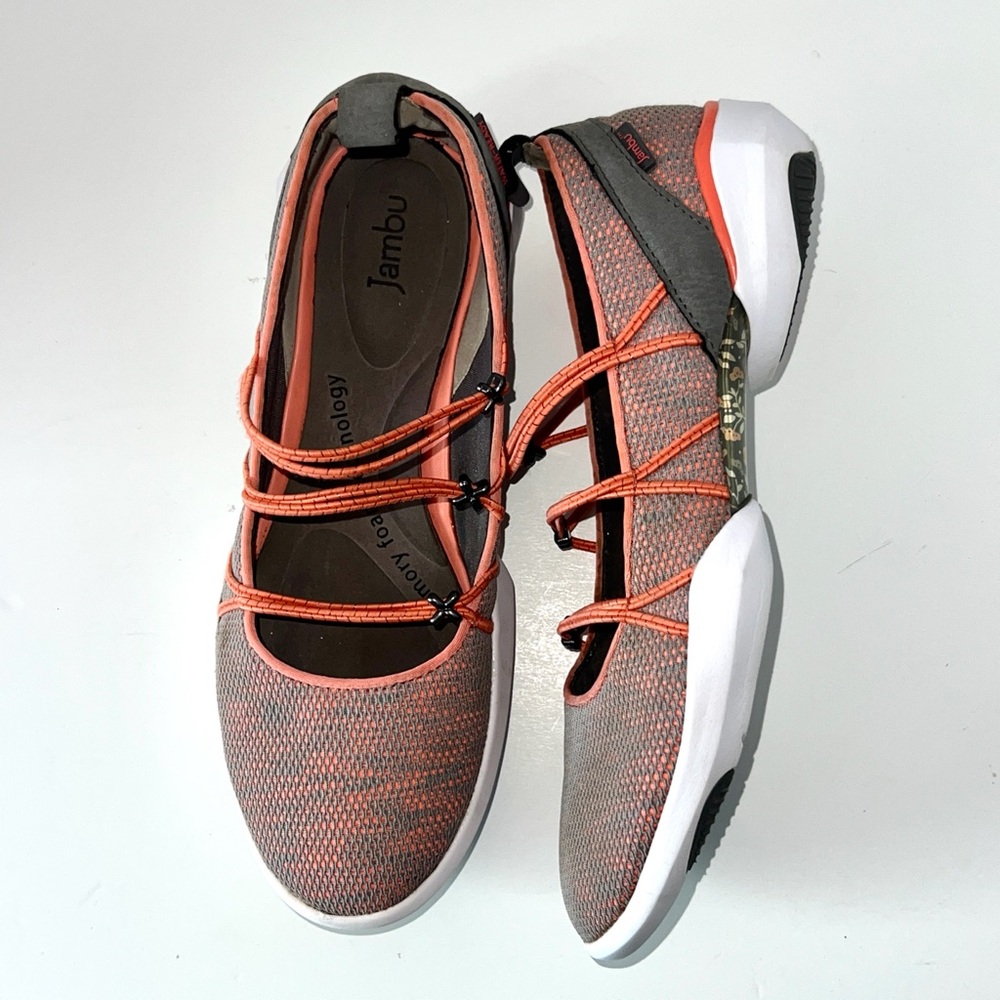 Jambu Women's Cheyenne Vegan Ballet Flat Orange Grey Sz‎ 8M